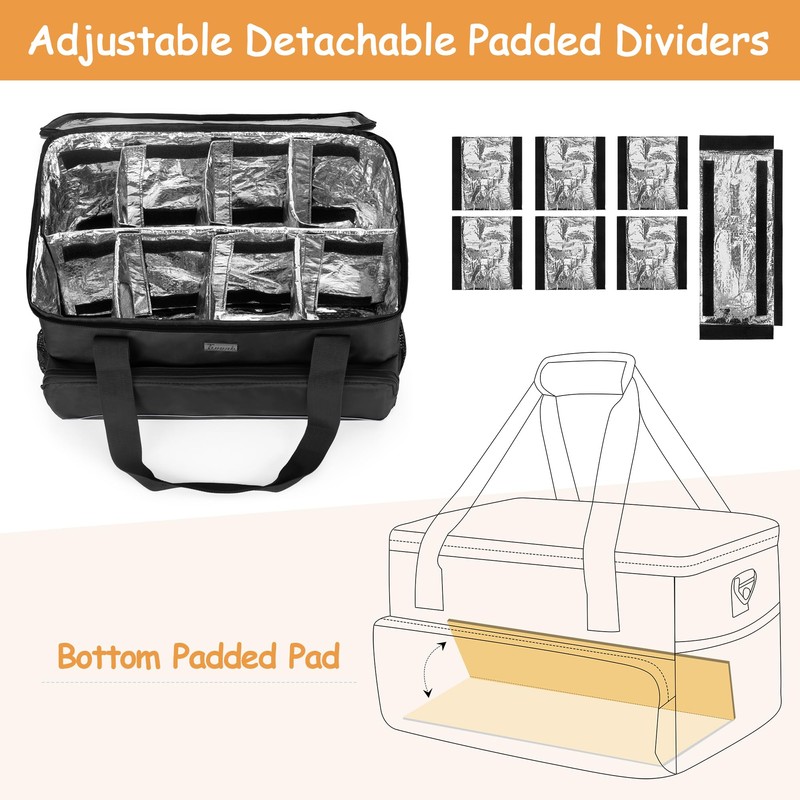 Trunab Mason Jar Storage Bag Insulated 8 Canning Organizer, with