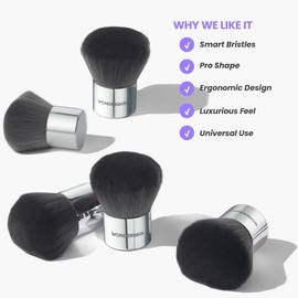 Wonderskin Wonderskin Kabuki Brush - Round Top Bronzer Brush for Face & Body - Ultra-Soft Bristles for Liquid, Pressed, Loose Foundation or Setting Powder Makeup