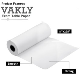 Headrest Exam Table Paper - 8''x225’ [2 Pack] Disposable White Smooth Medical Barrier Cover Roll – Narrow 8 inch Paper Rolls for Spas, Daycares, Doctors, Chiropractors, Examination and Massage Tables