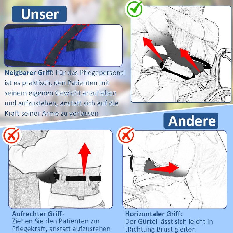 Ehucon Transfer Belt Gear Belt for Seniors, Transfer Belt with