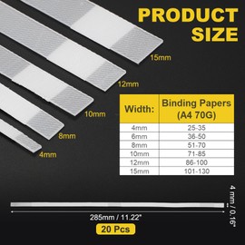 PATIKIL 4x285mm Thermal Binding Strip 20PCS Glue Strip Tape Hot Melt Glue with Mesh Lining Book Repair Album Photo File Craft A4 Letter Size White