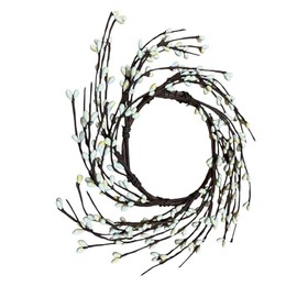 Ivory Pip Candle Ring | 6 inch with 4.5 inch Center | Ivory Cream Berry Spring Wreath