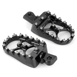 Motorcycle Foot Pegs Universal Motorcycle Footrest Foot Rest 10mm Aluminium Alloy Motorbike Pedal Pads Accessory Replacement for Dyna(Black)