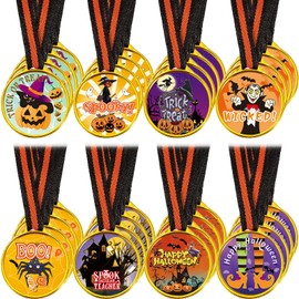 60 Pcs Halloween Award Medals Bulk Costume Contest Awards for Kids Halloween Trophy Pumpkin Witch Bats Medal Plastic Medals for Kids Adults Party Costume Contest Supplies Decorations