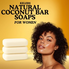 KELEBS Bar Soap for Women | Coconut Moisturizing & Hydrating for Face & Body | Hypoallergenic for Sensitive Skin | Natural Ingredients | Fragrance-Free, Vegan, No SLS | 3 Bars