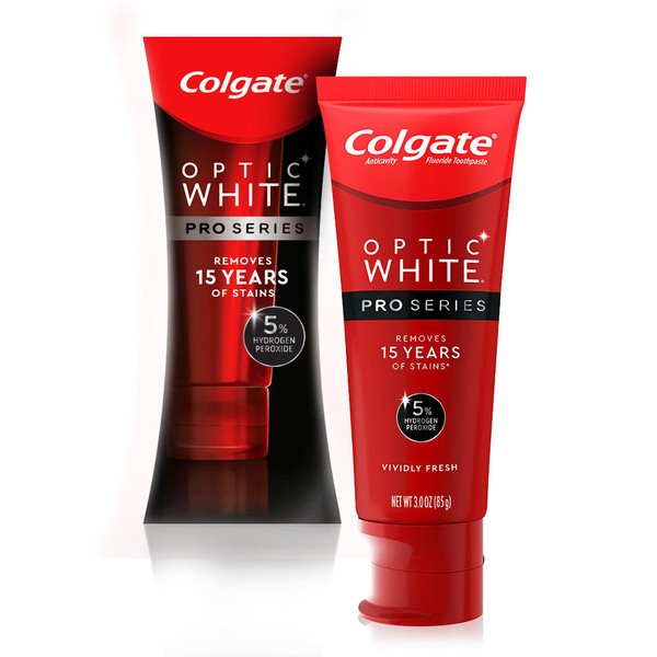 Colgate Optic White Pro Series Whitening Toothpaste with 5% Hydrogen Peroxide, Vividly Fresh, 3 Oz Tube