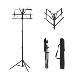 BexGears Music Stand for Sheet with Carrying Bag Adjustable Podium Stand with Tripod Base and Sheet Music Folder Metal Music Stand with Music Sheet Clip Holder
