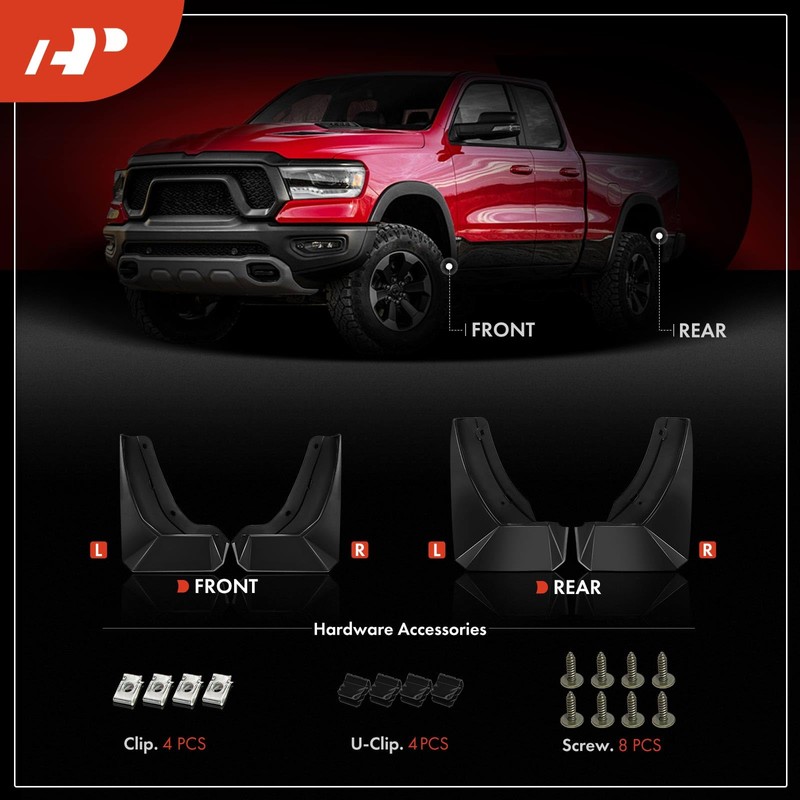 A-Premium Set of 4PCS Mud Flaps Splash Guards Mudguards Mudflaps