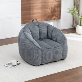 Giant Modern Design Extra Soft Corduroy Bean Bag with Armrests for Adults & Teens Filler Includedsize: 100*85*80CM, color: Dark Gray