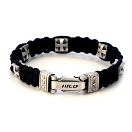 BICO 'Excelsior' 9 inch Hand-Woven Bracelet with Metal Inserts (CA23 Black 9in)