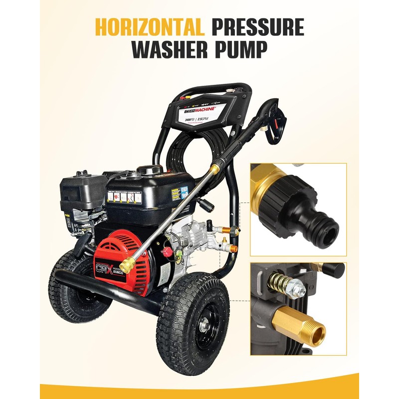 OCPTY Aluminum Horizontal Pressure Washer Pump 3/4 Shaft Max 3300