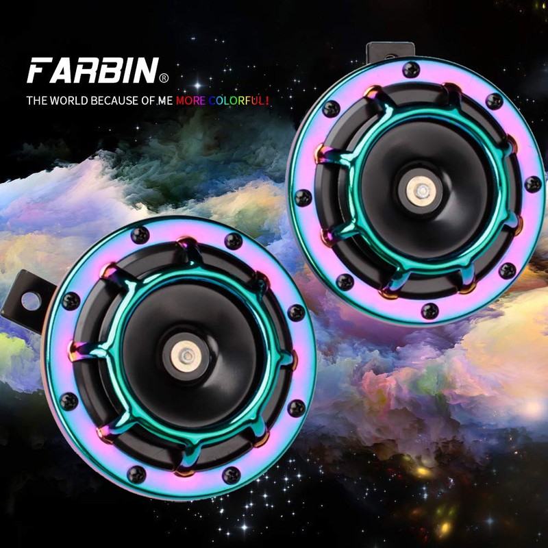 FARBIN 12V Loud Car Horns High Tone/Low Tone Train Horn