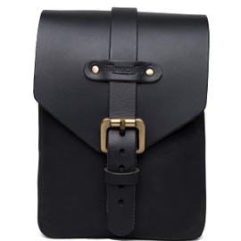 Trip Machine Company Genuine Leather Motorcycle Magnetic Fuel Tank Pouch To Carry All Your Riding Essentials (Black)