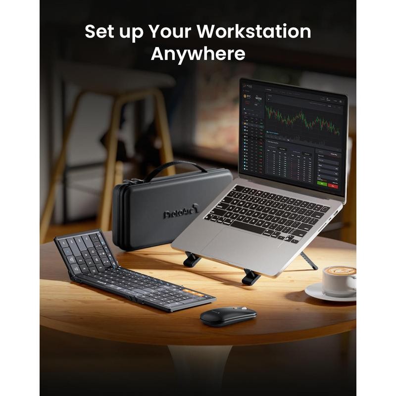 ProtoArc XKM01 CaseUp Foldable Keyboard Mouse Combo, Portable Bluetooth Keyboard