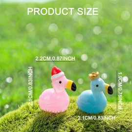 36 Pcs Luminous Mini Flamingo Figurines, 18 Styles Resin Tiny Animals with Crown & Jelly Luster for Home Office Landscape Party Decor