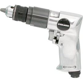Steelman 3/8-inch Reversible Air Drill, Built-in Muffler, 1,800 RPM, Lightweight 2.7 Pounds, Low Air Demand Pneumatic Tool