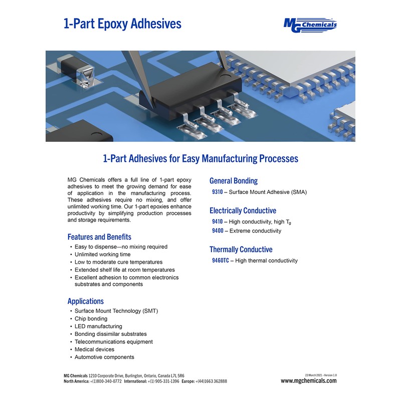 MG Chemicals 9310 One-Part Epoxy General Purpose Adhesive, High Tg,