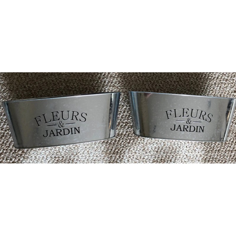 Greenbrier Lot of 2 Flowers & Garden Tin Oval Planter