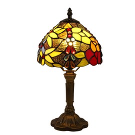 tuomoxte Tiffany Lamp Rose Flower Stained Glass Table Lamp for Bedroom,3 Light Colors Nightstand Bedside LED Home Office Reading Light 8X8X14 Tall Small Side Table lamp for Living Room Desk Lamp