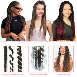 9 Packs Senegalese Twist Crochet Hair For Black Women - 24 Inch Boho Crochet Braids Hair Hot Water Setting Crochet Braiding Hair Straight Ends (1B/30#)…