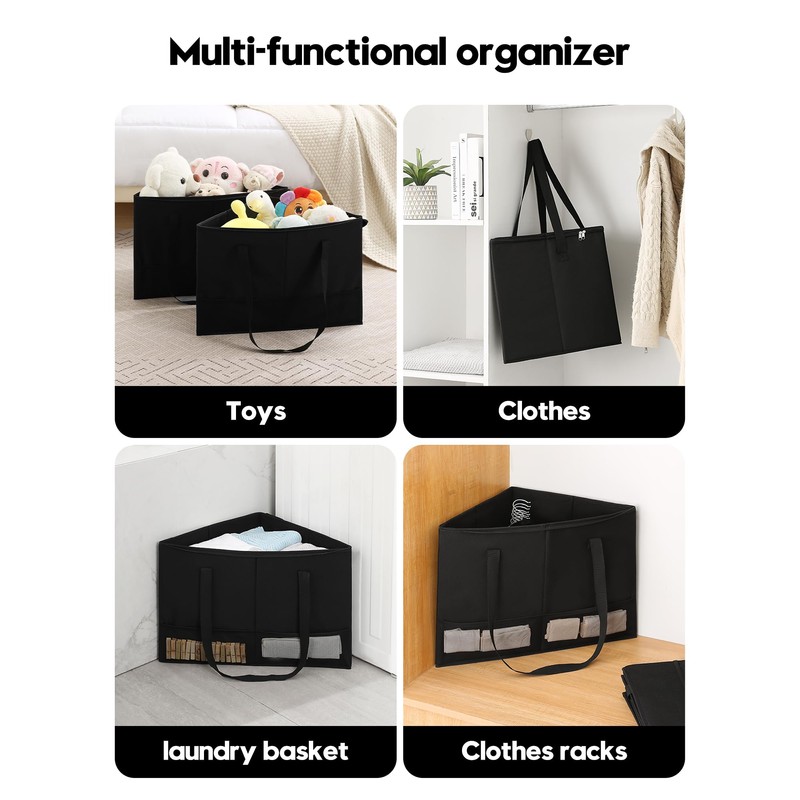 Wanapure 2 Pack Rigid Hanger Organizer, Triangle Storage Bin with