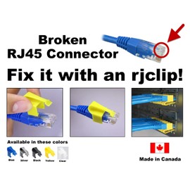 RJCLIP - Broken RJ45 Connector Solution (5 pcs in Black, Silver, Blue, Yellow, and Clear Colors)