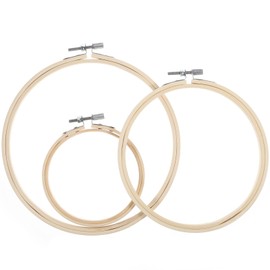 JIYIN Pack of 3 Embroidery Hoops, 10/15/18 cm Round Bamboo Embroidery Hoop Adjustable Cross Stitch Ring Cross Stitch Embroidery Hoop Rings for Cross Stitch Embroidery Crafts