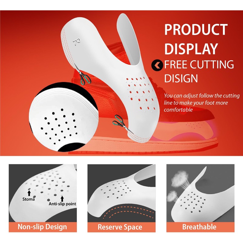 CuteHome 4 Pairs Mens Trainer Toe Caps Anti Wrinkle Shoe