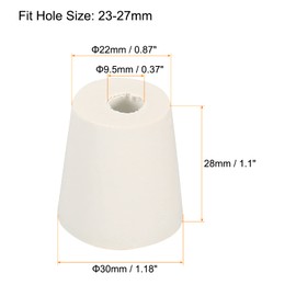 MECCANIXITY Rubber Tapered Plug 22mm to 28mm with Hole Test Tubes Bungs Stopper White for Lab Home 5 Pieces