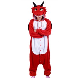 WOTOGOLD Animal Cosplay Costume Dragon Unisex-Adult Pajamas Size XL Red