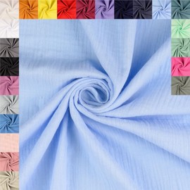 fingsi 5029 Muslin Cotton Fabric Sold by the Metre Coupon (Blue, 2.0 m) + 23 Other Colours