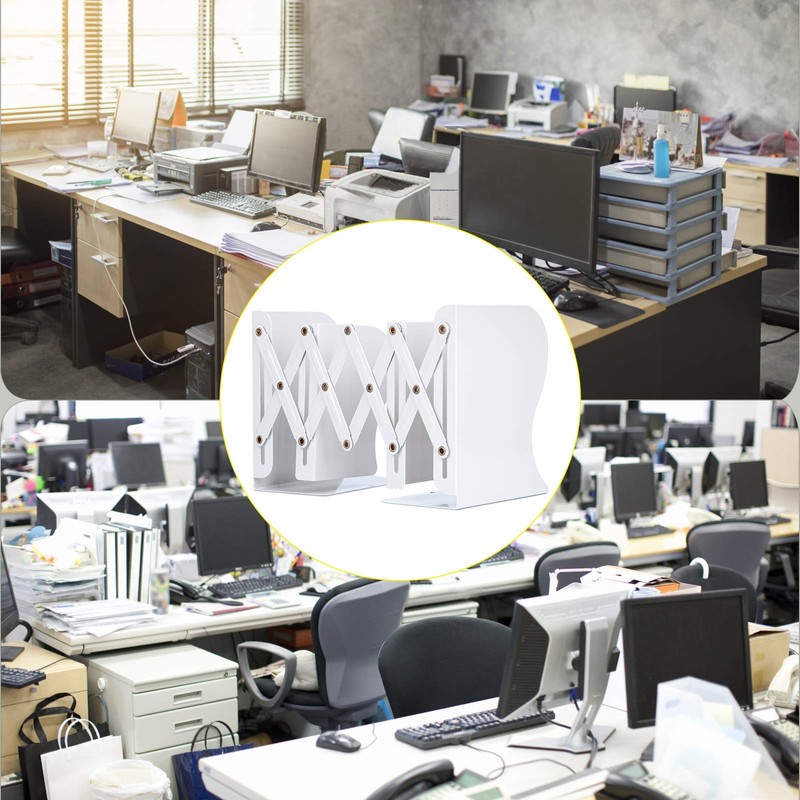 ALIOBC Bookstand, Extendable, Bookends, Won't Fall Down, Metal Tabletop Bookcase,