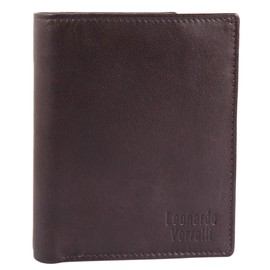 LEONARDO VERRELLI 3000070 Men's Wallet Real Leather 10 x 12 cm Portrait Format, dark brown