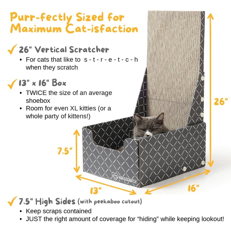 HIDE & SCRATCH 26" L Shaped Cat Scratcher Box -