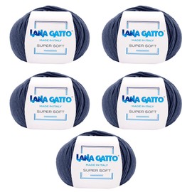 Super Soft Yarns for Crocheting and Knitting 100% Merino Wool Soft Yarn, Extrafine Wool Made in Italy by Lana Gatto Super Soft Line, 9 oz 685 yds, (5, Blue - 13856)