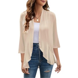 Yekaty Women's Plus Size Cardigans Beige Lightweight Summer Kimonos