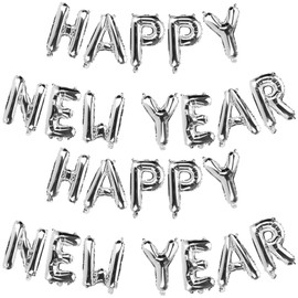 com-four® 2 x Foil Balloons "Happy New Year" - New Year's Eve Garland Made of Inflatable Balloons - Fillable Balloons for Decoration (2 Pieces - Garland/Happy New Year)
