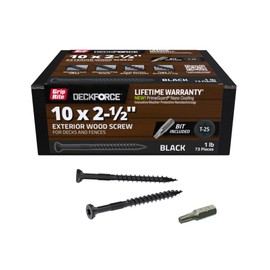 Grip-Rite GRDF212STBLK1 DeckForce #10 x 2-1/2" Nano Coated Wood Screws, Black, 1lb Box