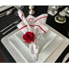 White Cotton Dinner Napkins, Red Cotton Napkins, Red Linen Napkins,