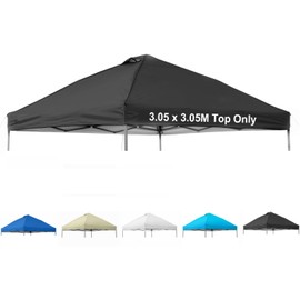 Jorohiker 10x10 Canopy Replacement Top Cover,Pop Up Canopy Tent Top with Air Vent Ropes, Waterproof Sunshade Silver Coated Oxford Cloth for Garden Patio Picnic Camping (Silver-Coated White-Top only)