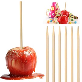 400 pcs Candy Apple Skewer Sticks, PEOUWNES 5mm 5.5 inch Caramel Apple Sticks, Corn Dog Sticks, Rock Candy Stick, Bamboo Skewers for Corn Cob Kabob, Lollipop, Grill