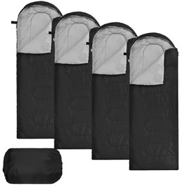 Macarrie 4 Pcs Bulk Sleeping Bags for Homeless Donation Shelter Adults 0 Degree Waterproof Backpack Bags with Compression Sack for Cold Weather Emergency Hiking Camping Warm(Black)
