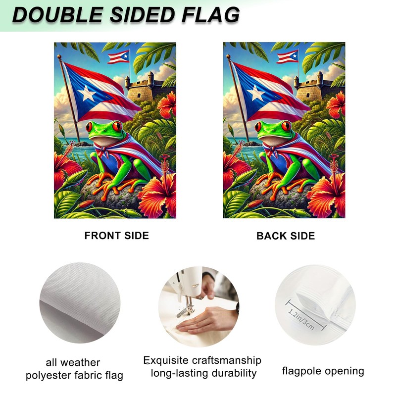 IVN Puerto Rico Coqui Frog Garden Flag 12x18 Inch Double