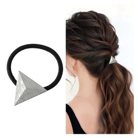 Xduargs Boho Triangle Elastics Hair Tie Silver Geometric Rubber Band Vintage Ponytail Holders Hair Band Elegant Decorative Hair Accessories for Women Headdress