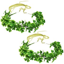CBLUO 2 Pcs St. Patrick's Day Shamrock Headband Clover Hair Hoops Bands Green Headpiece Hairband Wreaths Women Leprechaun Irish Day Carnival Parade Festival Cosplay Dress Up Birthday Party Accessories