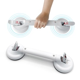 Suction Grab Bar for Shower Bathtub, Heavy Duty Shower Handle with Strong Suction Cup for Bathroom Wall, Max 269lbs Safety Bar Non-Slip Grip Handrails for Seniors Elderly Disabled, 17 Inch White