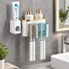 Wall Mounted Toothbrush Holder with Toothpaste Squeezer – Multifunctional Bathroom