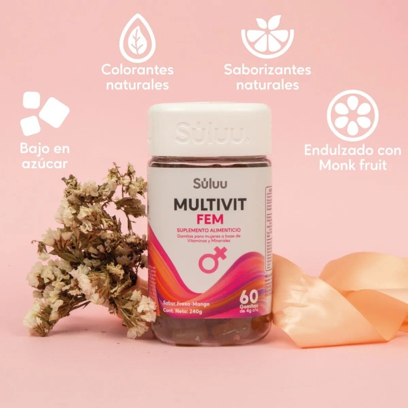 Suplemento Súluu Multivitamínico Femenino Ácido Fólico Vitaminas D3 K1 B3