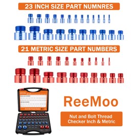 44PCS Nut and Bolt Thread Checker Comprehensive Bolt Size and Thread Gauge Tool, Bolt Thread Identifier, Inch & Metric Sizes, with Handy Tool Box, Excellent for Home Garages and Car Repairs