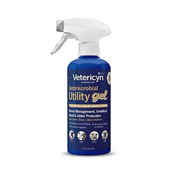 Vetericyn Plus Utility Gel. Safe and Effective Relief for Wounds, Cuts, Burns, Umbilical, Navel and Udder Protection. for Livestock of All Ages. (16 oz /473 mL)